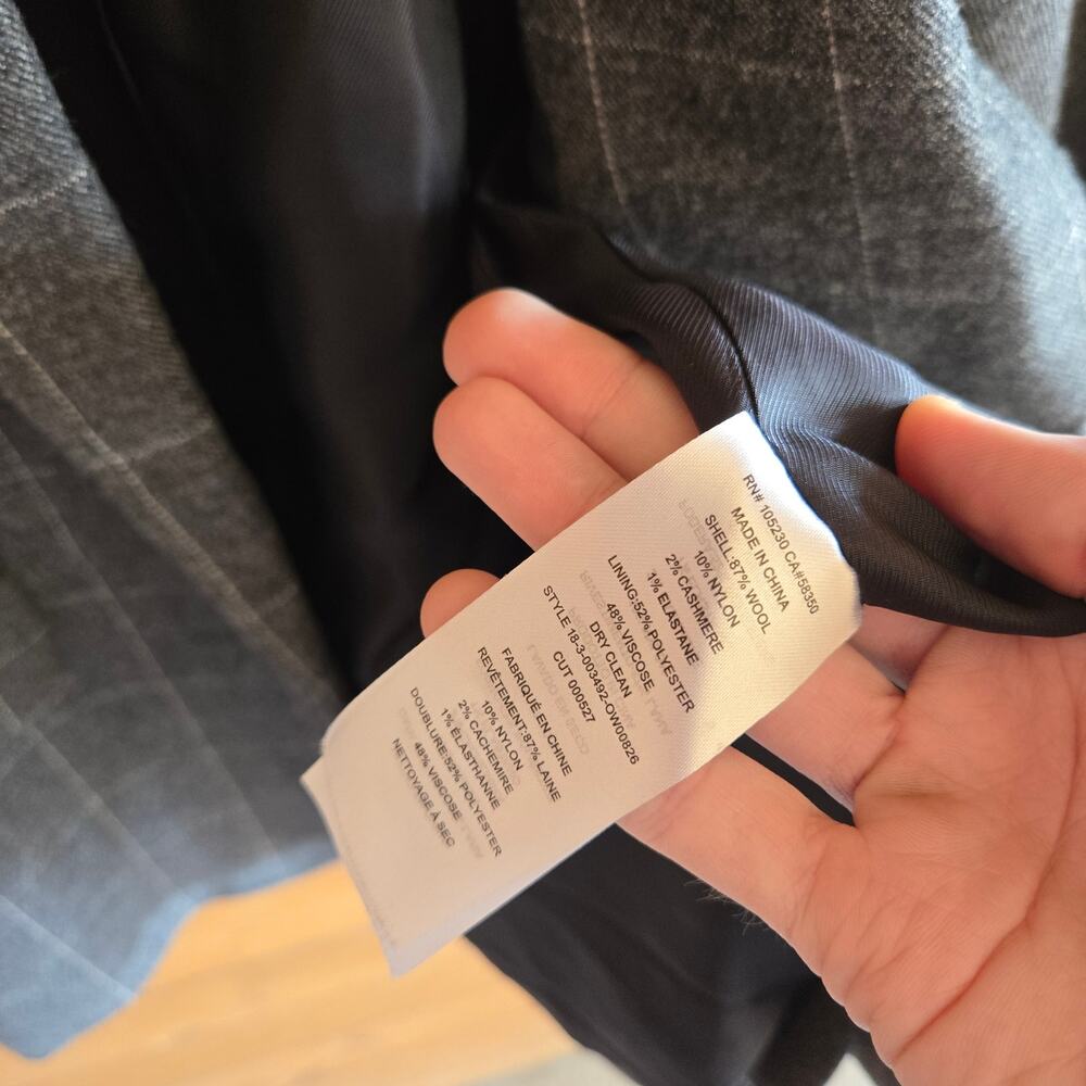 Equipment James Blazer Jacket Gray Windowpane Wool Coat Preppy Workwear Preppy - Picture 6 of 6